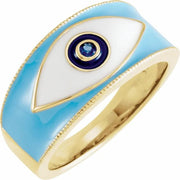 14K Yellow Natural Blue Sapphire Evil Eye Ring - Robson's Jewelers