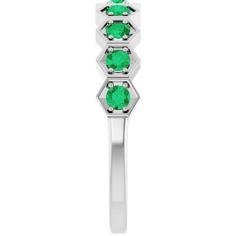 14K White Lab-Grown Emerald Stackable Ring - Robson's Jewelers