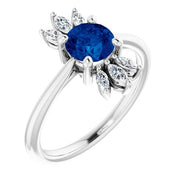 14K White Natural Blue Sapphire & 1/4 CTW Natural Diamond Ring - Robson's Jewelers