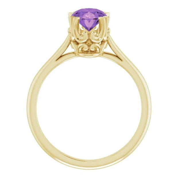 14K Yellow 8x6 mm Natural Amethyst Ring - Robson's Jewelers