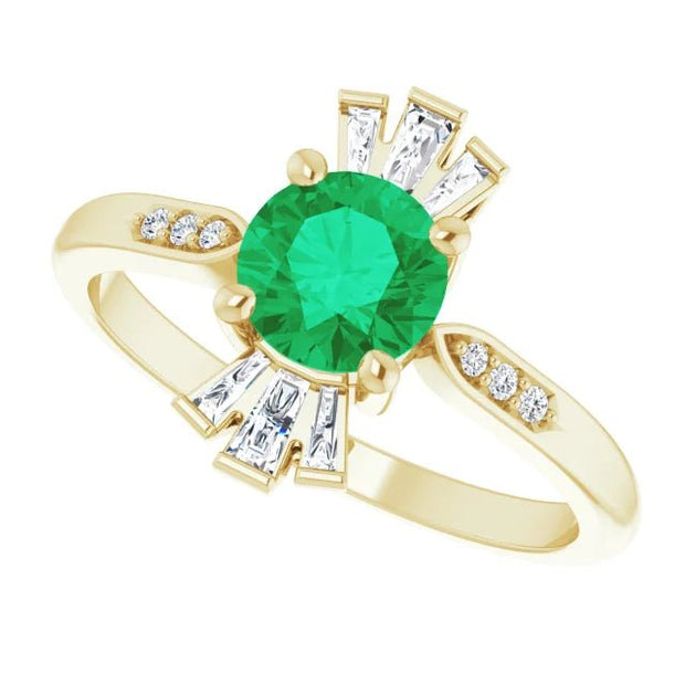 14K Yellow Natural Emerald & 1/6 CTW Natural Diamond Ring - Robson's Jewelers