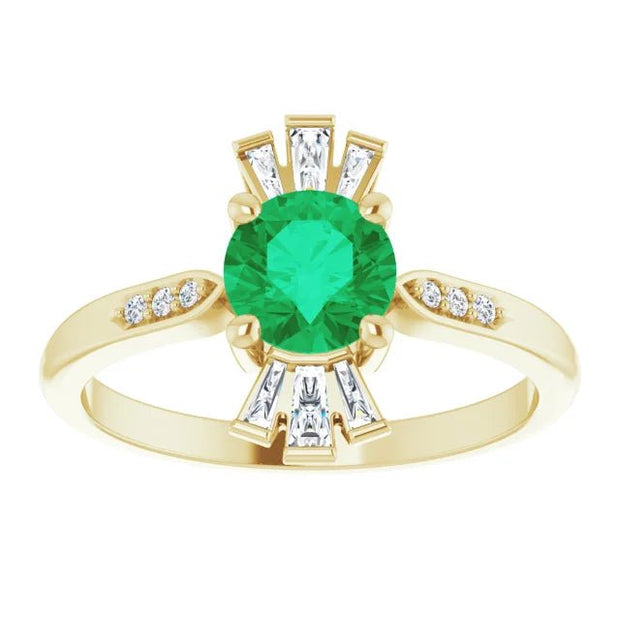 14K Yellow Natural Emerald & 1/6 CTW Natural Diamond Ring - Robson's Jewelers