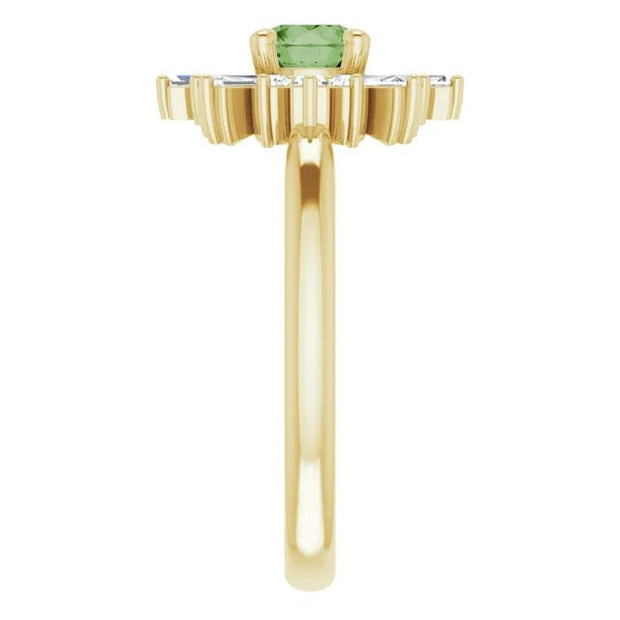 14K Yellow Natural Green Tourmaline & 3/8 CTW Natural Diamond Ring - Robson's Jewelers