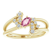 14K Yellow Natural Pink Tourmaline & 1/8 CTW Natural Diamond Bypass Ring - Robson's Jewelers