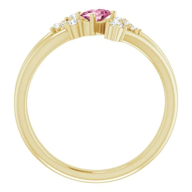 14K Yellow Natural Pink Tourmaline & 1/8 CTW Natural Diamond Bypass Ring - Robson's Jewelers