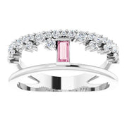 14K White Natural Pink Tourmaline & 3/8 CTW Natural Diamond Negative Space Ring - Robson's Jewelers