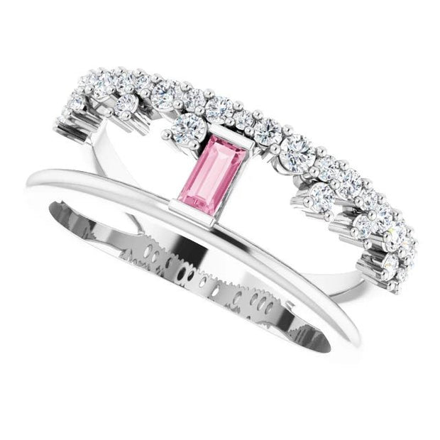 14K White Natural Pink Tourmaline & 3/8 CTW Natural Diamond Negative Space Ring - Robson's Jewelers