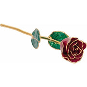 Lacquered Garnet Colored Rose with Gold Trim - Robson's Jewelers