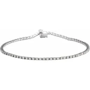 14K White 1 CTW Natural Diamond Line 7 1/4" Bracelet - Robson's Jewelers