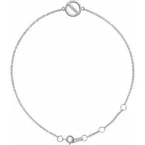 14K White .03 CTW Natural Diamond Circle 6 1/2-7 1/2" Bracelet - Robson's Jewelers