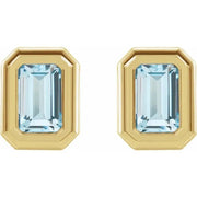 14K Yellow Natural Sky Blue Topaz Solitaire Earrings - Robson's Jewelers
