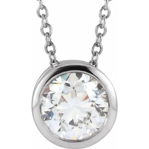 14K White 1 CT Lab-Grown Diamond Solitaire 16-18" Necklace - Robson's Jewelers