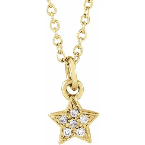 14K Yellow .03 CTW Diamond Youth Petite Star 15" Necklace - Robson's Jewelers