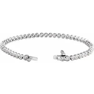 14K White 3 1/2 CTW Lab-Grown Diamond Bezel-Set 7" Bracelet - Robson's Jewelers
