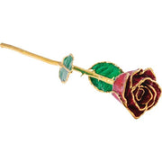 Lacquered Ruby Colored Sparkle Rose with Gold Trim - Robson's Jewelers