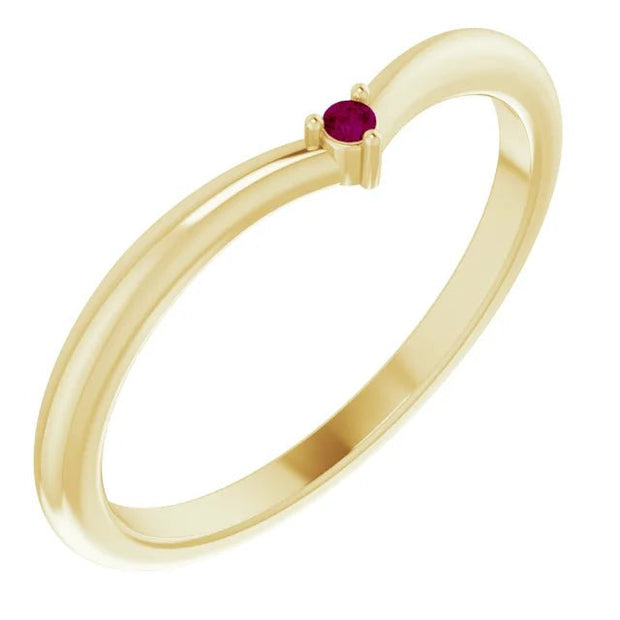 14K Yellow Natural Rhodolite Garnet Stackable V Ring - Robson's Jewelers