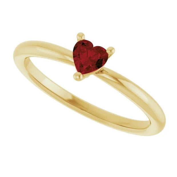 14K Yellow Natural Mozambique Garnet Heart Solitaire Ring - Robson's Jewelers