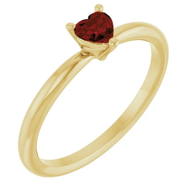 14K Yellow Natural Mozambique Garnet Heart Solitaire Ring - Robson's Jewelers