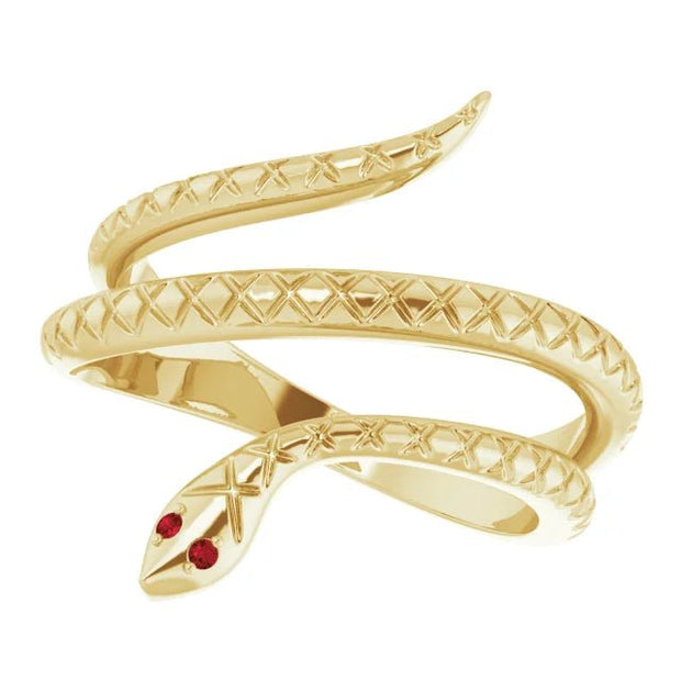 14K Yellow Natural Mozambique Garnet Snake Ring - Robson's Jewelers