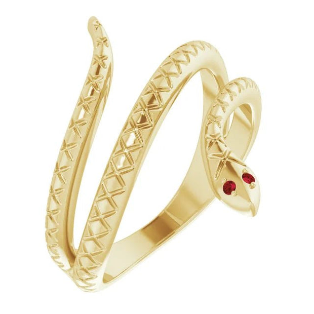 14K Yellow Natural Mozambique Garnet Snake Ring - Robson's Jewelers