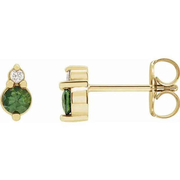 14K Yellow Natural Green Sapphire & .03 Natural Diamond Earrings - Robson's Jewelers