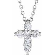 14K White 1/4 CTW Lab-Grown Diamond Cross 18" Necklace - Robson's Jewelers