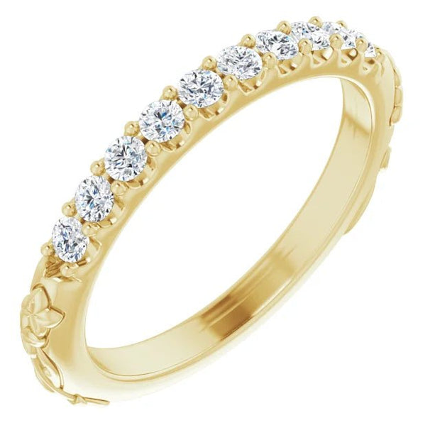 14K Yellow 1/4 CTW Natural Diamond Floral-Inspired Anniversary Band - Robson's Jewelers
