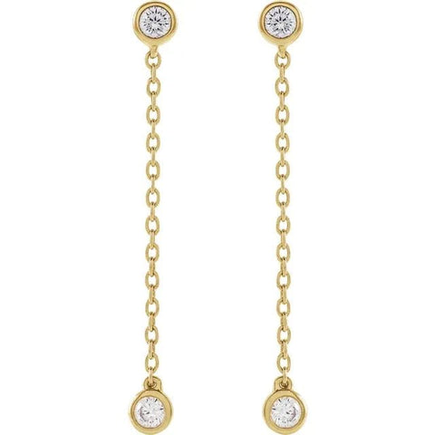 14K Yellow 1/4 CTW Lab-Grown Diamond Chain Earrings - Robson's Jewelers