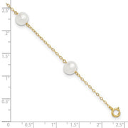 14K 7-8mm White Near Round FW Cultured Pearl 5-station 9in Anklet - Robson's Jewelers