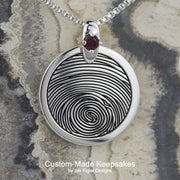 Oval Fingerprint Necklace with Birthstone - Robson's Jewelers