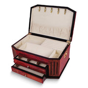 High Gloss Burlwood Finish with Black Accents Two Drawer Wooden Jewelry Box - Robson's Jewelers