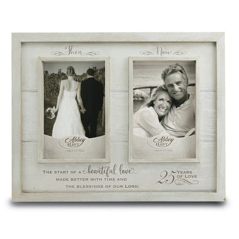 THEN and NOW 25th Anniversary Two 4x6 Photos Wood Composite Frame Boxed - Robson's Jewelers