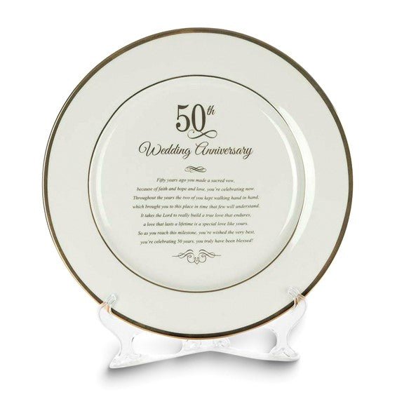 50th WEDDING ANNIVERSARY Sentiment Porcelain Plate on Easel - Robson's Jewelers
