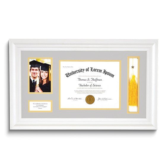 Graduation 4x6 Photo, Diploma, and Tassel White Frame with Quote by Thoreau - Robson's Jewelers
