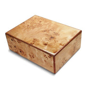 High Gloss Natural Burlwood Finish Veneer Wooden Hinged Box - Robson's Jewelers