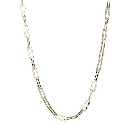 18k Yellow Gold Hammered Paperclip Chain - Robson's Jewelers