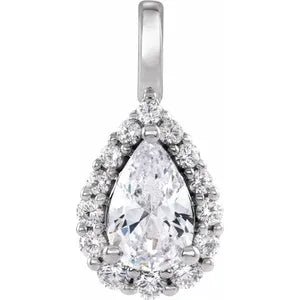 14K White 2 1/2 CTW Lab-Grown Diamond Halo-Style Pendant - Robson's Jewelers