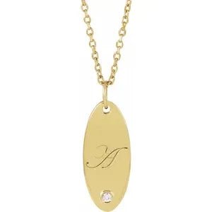 14K Yellow .015 CT Natural Diamond Engravable 16-18" Necklace - Robson's Jewelers