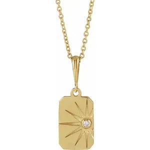 14K Yellow .015 CT Natural Diamond Sun 16-18" Necklace - Robson's Jewelers