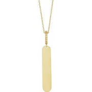 14K Yellow .05 CTW Natural Diamond Engravable Bar 16-18" Necklace - Robson's Jewelers