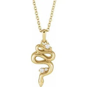 14K Yellow .03 CTW Natural Diamond Serpent 16-18" Necklace - Robson's Jewelers