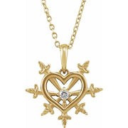 14K Yellow .03 CT Natural Diamond Heart & Daggers 16-18" Necklace - Robson's Jewelers