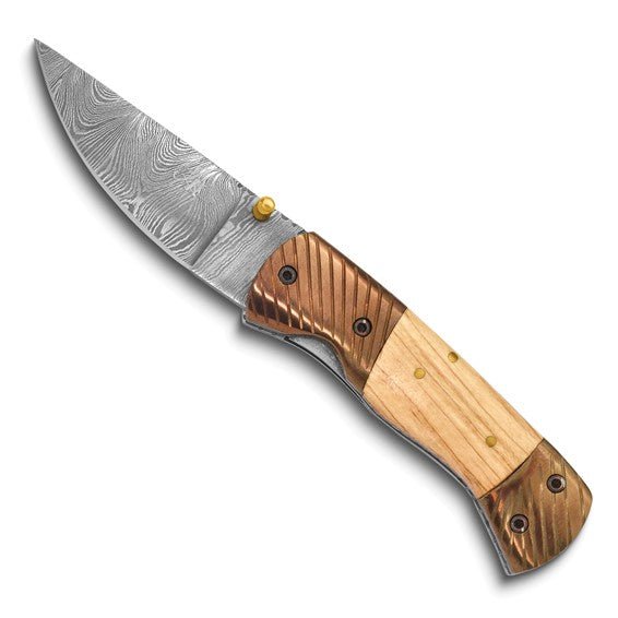 Knife Olive Wood Pocket Knife Set Damascus Pocket knife for men