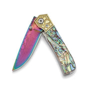 Luxury Giftware Damascus Steel 256 Layer Folding Blade  Knife with Leather Sheath and Wooden Gift Box - Robson's Jewelers