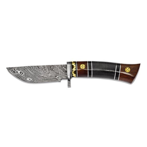 256 Layer Fixed Blade Tali Wood and Buffalo Horn Handle Knife with Leather Sheath and Gift Box - Robson's Jewelers