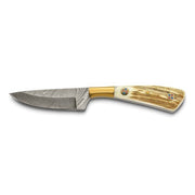256 Layer Fixed Blade Stag Horn with Mosaic Pin Handle Knife with Leather Sheath and Gift Box - Robson's Jewelers