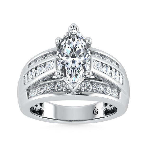 14K White Gold Lab Grown Diamond 3 7/8 Ct.Tw. Marquise Shape Engagement Ring (Center 2CT) - Robson's Jewelers