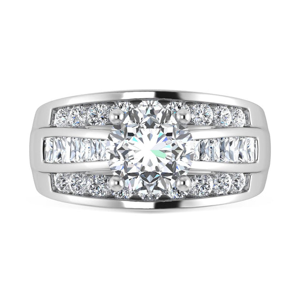14K White Gold Lab Grown Diamond 2 7/8 Ct.Tw. Round Shape Engagement Ring (Center 2CT) - Robson's Jewelers