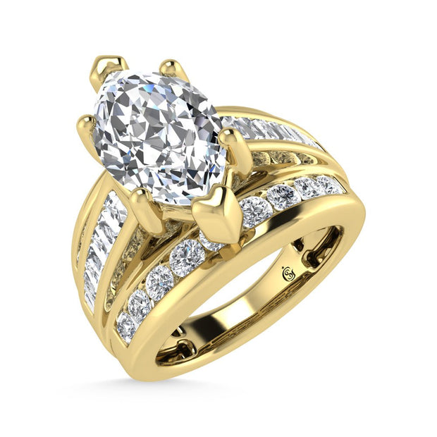 14K Yellow Gold Lab Grown Diamond 3 7/8 Ct.Tw. Marquise Shape Engagement Ring (Center 3CT) - Robson's Jewelers