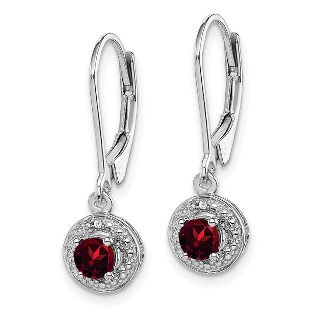 Sterling Silver Rhodium-plated Diam. & Garnet Earrings - Robson's Jewelers
